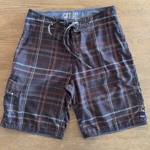 LOST Enterprises Plaid Boardshorts, Printed Graphic,‎ Men's Size 33